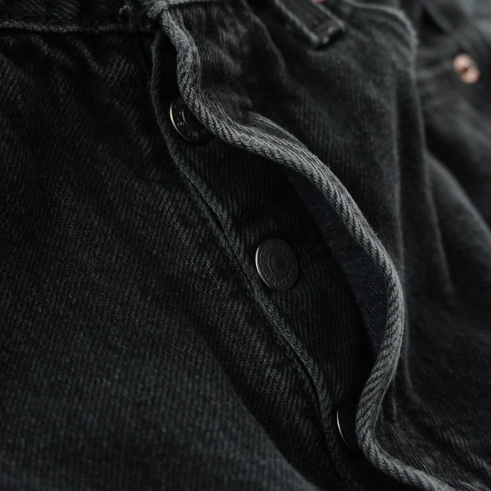Levi's 501 Jeans Mens 29x30 Faded Black Straight Leg Vintage Made in USA Denim